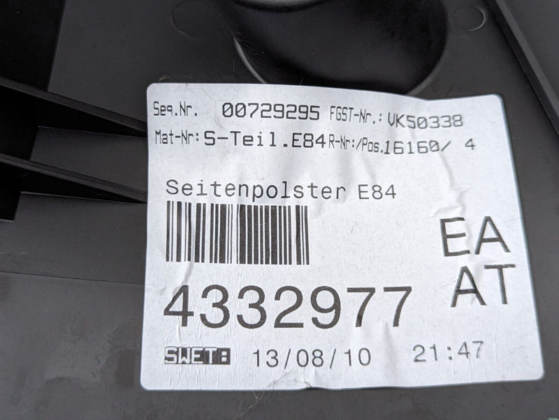 BMW X1 E84 09-15 RIGHT SIDE REAR SEAT FABRIC SIDE PANEL GENUINE 2992384