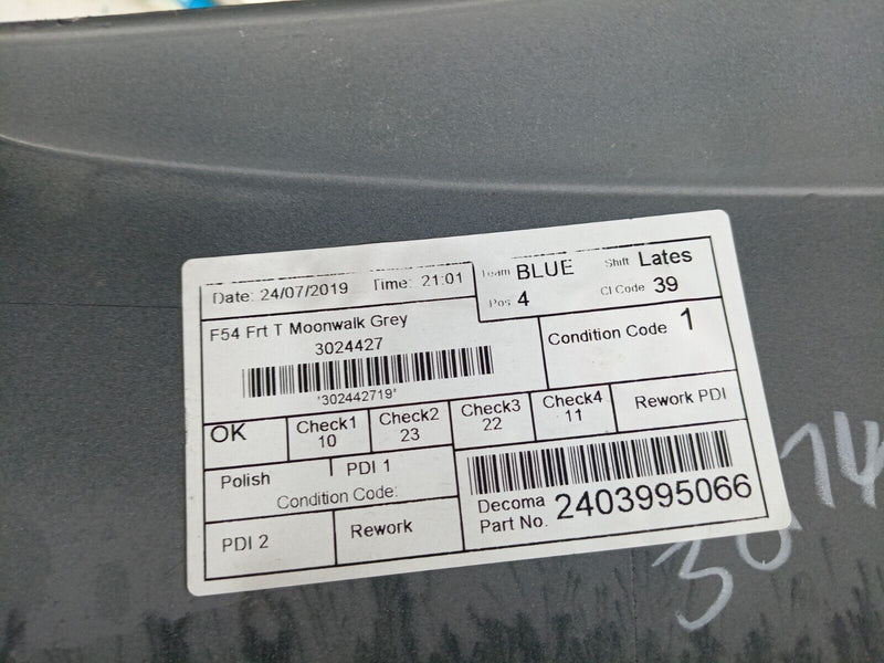 MINI COOPER ONE CLUBMAN F54 2015-2019 FRONT BUMPER PDC GENUINE in GREY