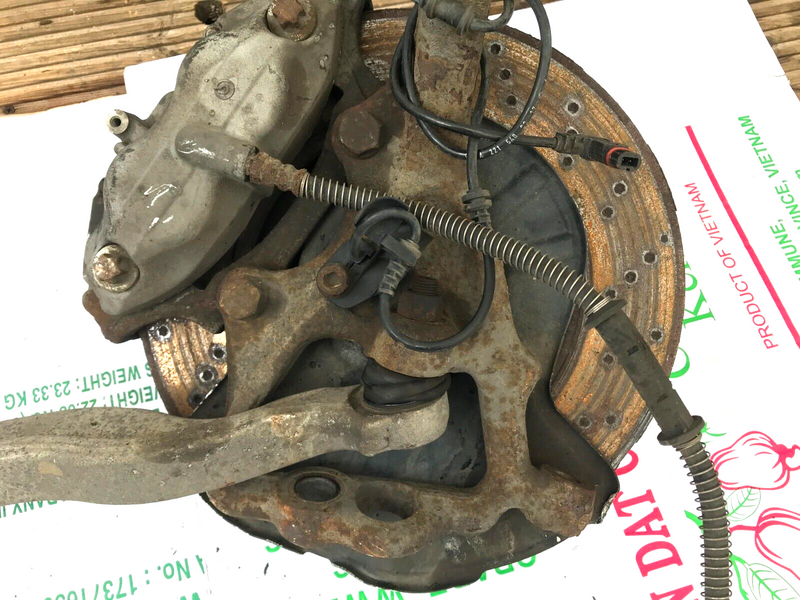 MERCEDES W221 S320 LEFT SIDE FRONT LEG, WHEEL BEARING, BRAKE CALIPER, WISHBONE