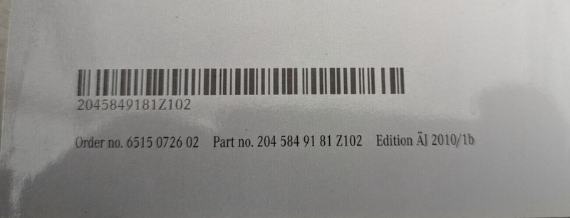 MERCEDES C-CLASS W204 07-11 OWNERS MANUAL HANDBOOK PACK A2045849181