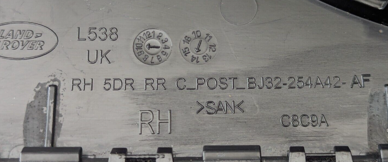 RANGE ROVER EVOQUE L538 11-2015 REAR RIGHT O/S DOOR C PILLAR TRIM BJ32-254A42-AF