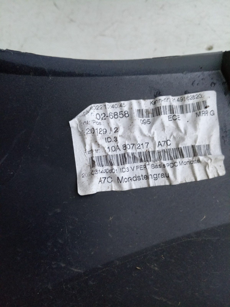 VOLKSWAGEN VW ID.3 ID3 2019-2022 FRONT BUMPER GENUINE 10A807221
