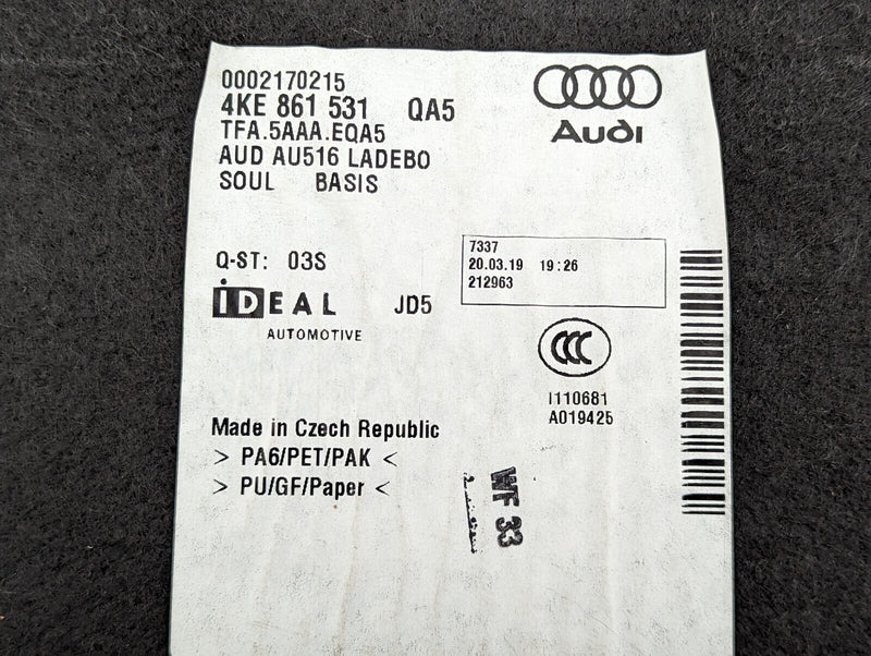 AUDI E-TRON 2018-ON BOOT FLOOR LOADING MAT CARPET COVER 4KE861531 GENUINE