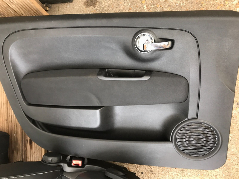 FIAT 500 ABARTH BLACK LEATHER COMPLETE SEATS SET FRONT AND REAR SEAT & CARD DOOR