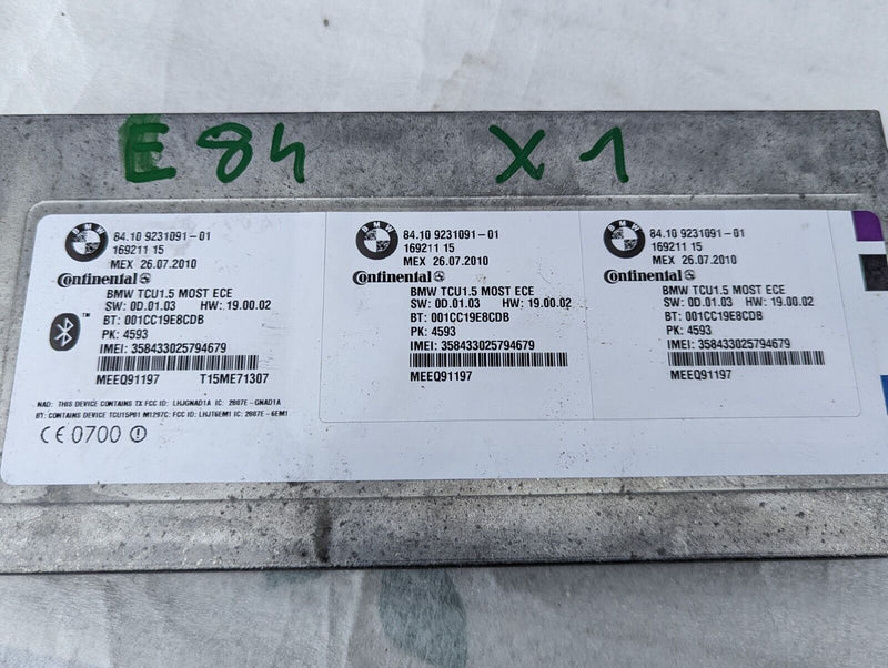BMW X1 E84 2009-2015 TELEMATICS BLUETOOTH CONTROL MODULE 8410 9231091 01