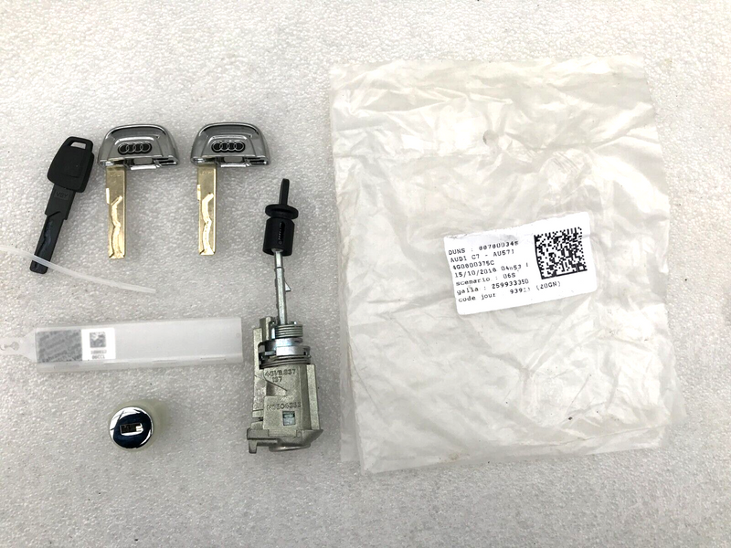 AUDI A6 C7 11-14 FRONT DOOR SET KEYS 2x LOCK INSERT KEYs CHROME COVER 4G0800375C