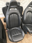 FIAT 500 ABARTH BLACK LEATHER COMPLETE SEATS SET FRONT AND REAR SEAT & CARD DOOR