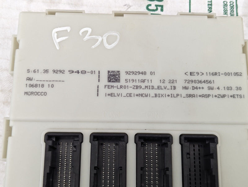 BMW 3 SERIES F30 2011-2019 FEM BODY CONTROL MODULE 9292948 GENUINE