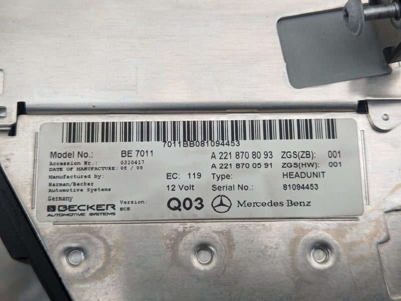 MERCEDES S-CLASS W221 06-13 BECKER MULTIMEDIA HEADUNIT A2218708093 GENUINE