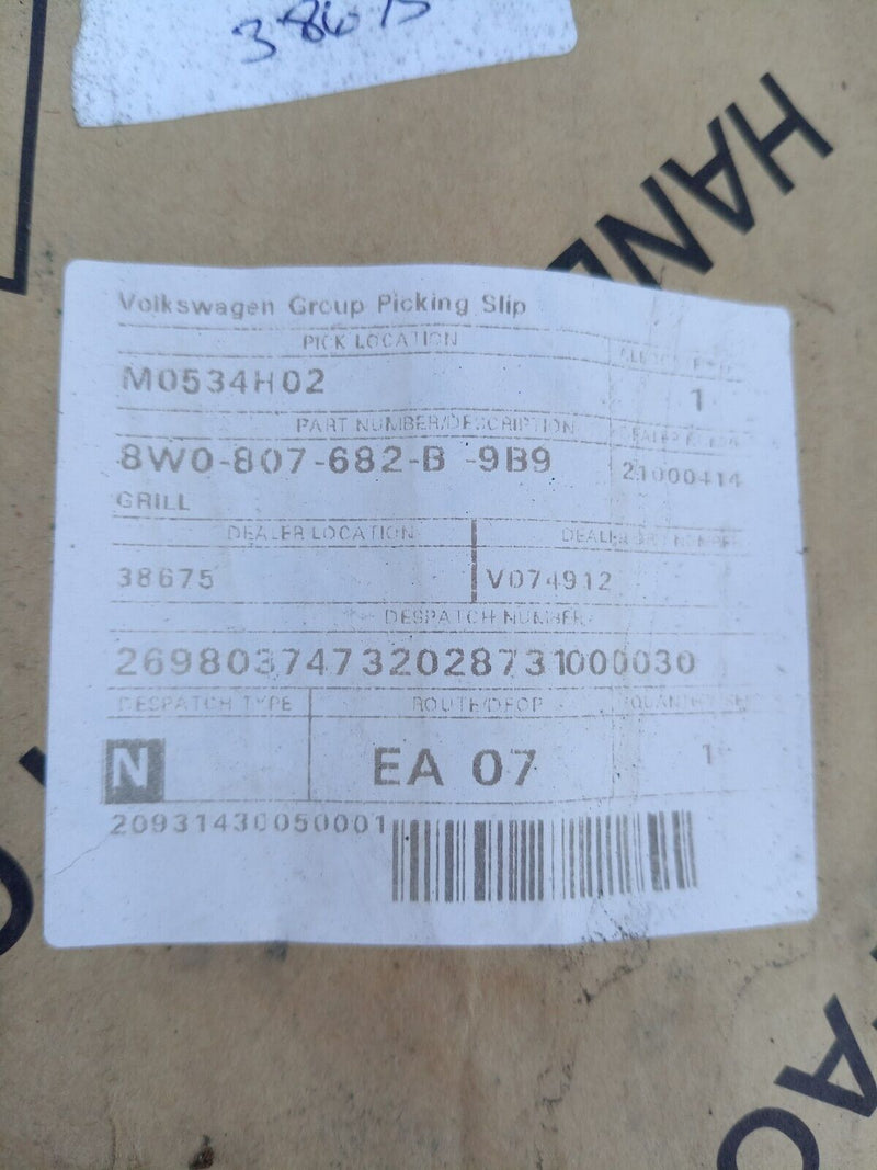 AUDI A4 B9 2016-19 FRONT BUMPER RIGHT LOWER GRILL 8W0807682B