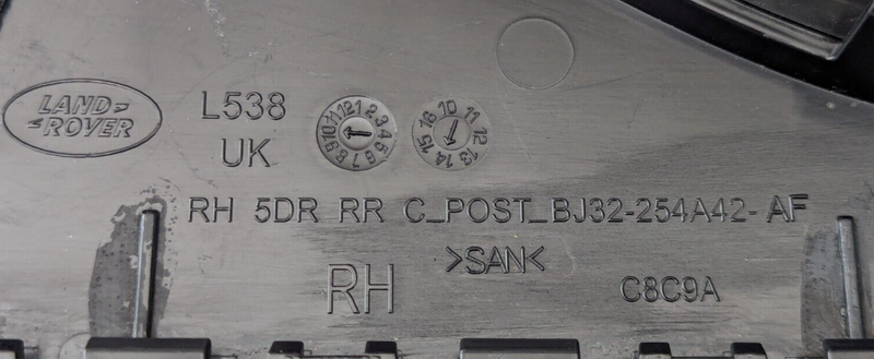 RANGE ROVER EVOQUE L538 11-2015 REAR RIGHT O/S DOOR C PILLAR TRIM BJ32-254A42-AF