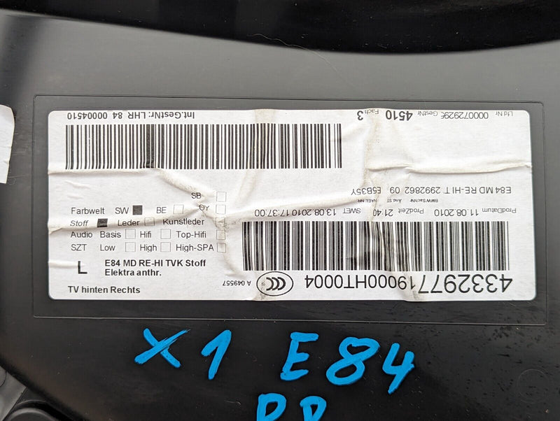 BMW X1 E84 09-15 REAR RIGHT O/S DOOR CARD GENUINE 2991536