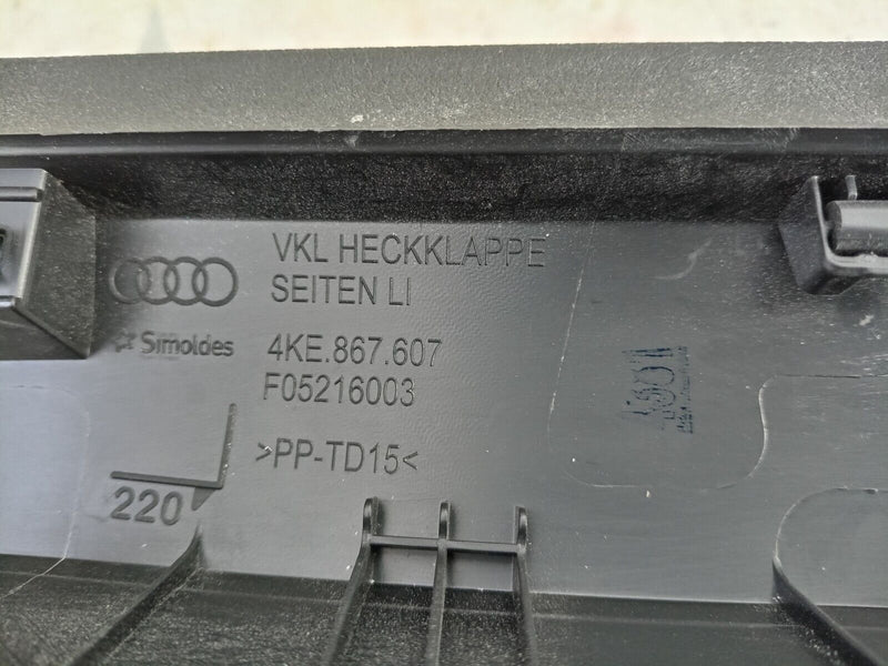 AUDI E-TRON 2018-ON TAILGATE LEFT N/S UPPER TRIM COVER 4KE867607 GENUINE