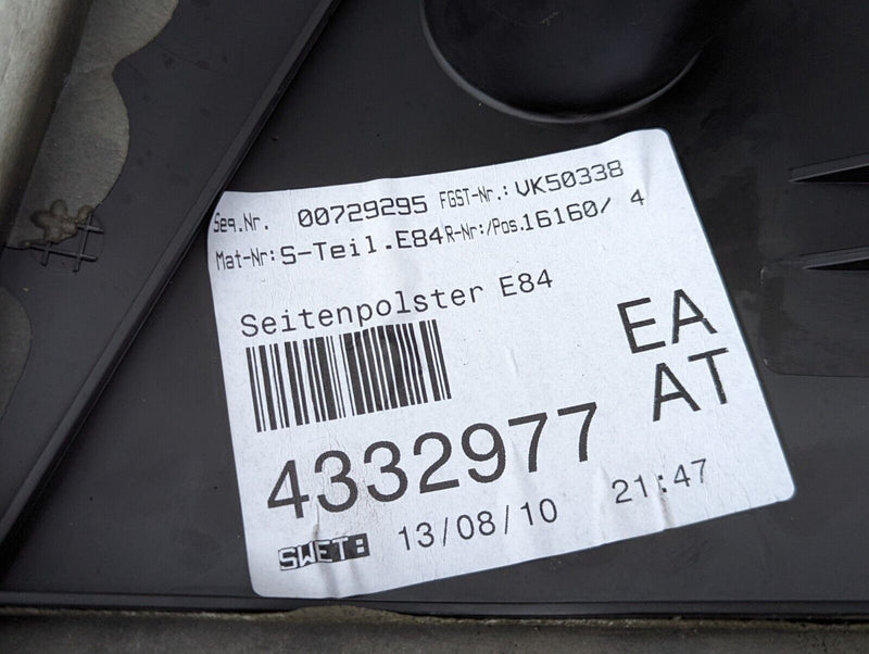 BMW X1 E84 09-15 LEFT SIDE REAR SEAT FABRIC SIDE PANEL GENUINE 2992383