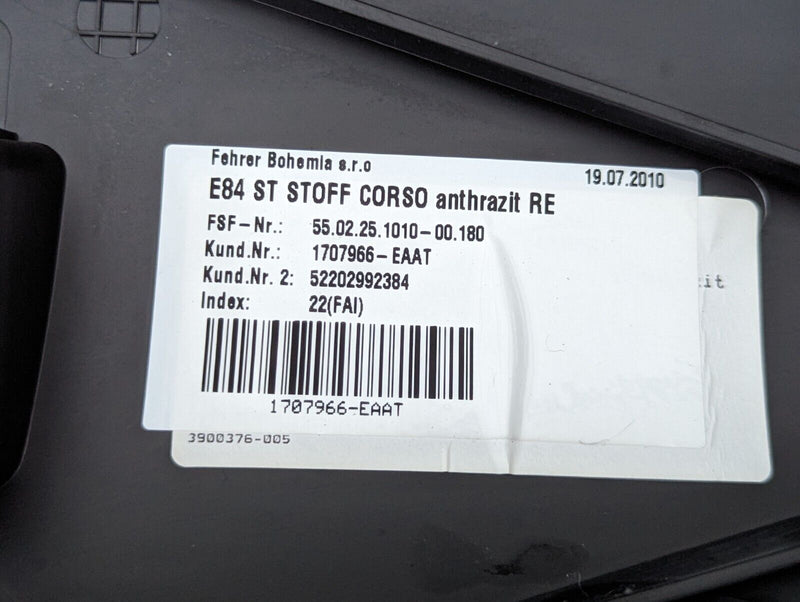 BMW X1 E84 09-15 RIGHT SIDE REAR SEAT FABRIC SIDE PANEL GENUINE 2992384