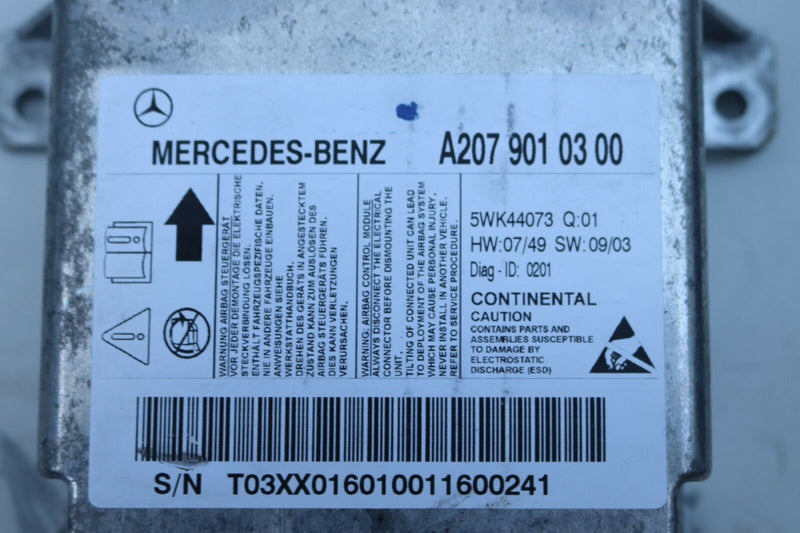 MERCEDES E CLASS W207 2009-2017 COUPE AIR. BAG CONTROL UNIT MODULE A2079010300