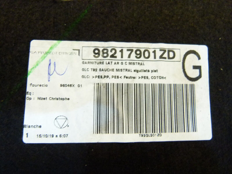 PEUGEOT 308 SW ESTATE 2017-21 RIGHT SIDE TRUNK BOOT COVER PANEL 98217901ZD