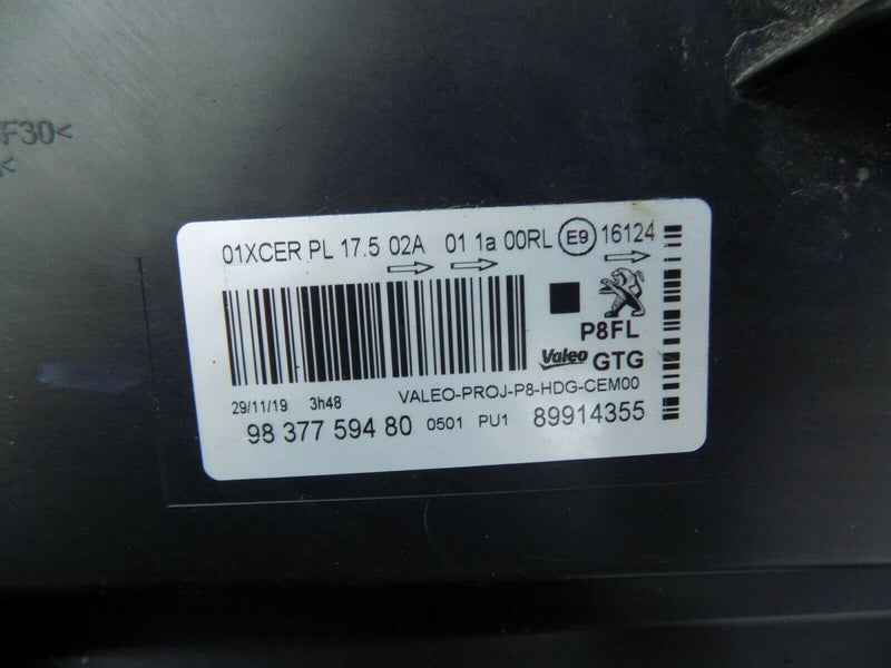 PEUGEOT 3008 GENUINE PASSENGER SIDE LED HEADLIGHT 9837759480