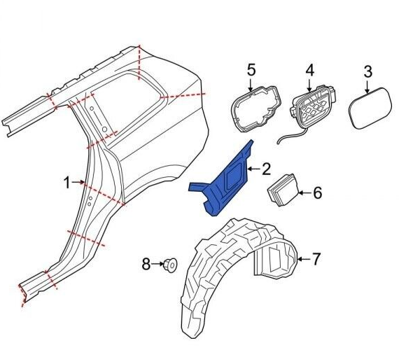 VOLVO XC90 2016-2022 LOWER QUARTER PANEL EXTENSION REAR RIGHT DRIVER SIDE
