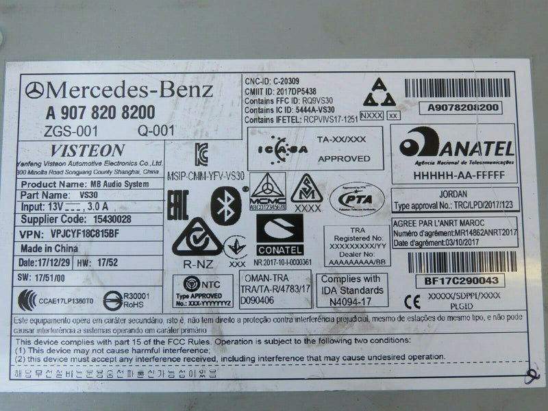 MERCEDES SPRINTER W910 W907 2018+ RADIO TUNER BLUETOOTH USB *NEW* A9078208200