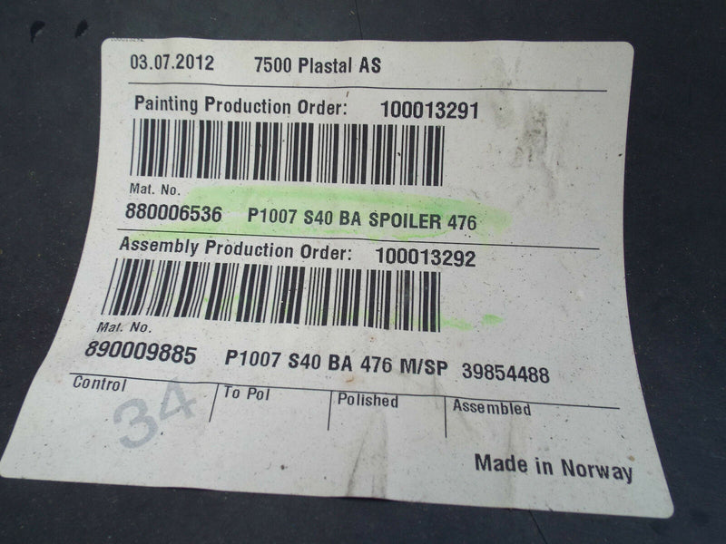 Volvo S40 2007-2014 Rear Bumper Valance Lower Part Genuine Blue (5471) 39854488