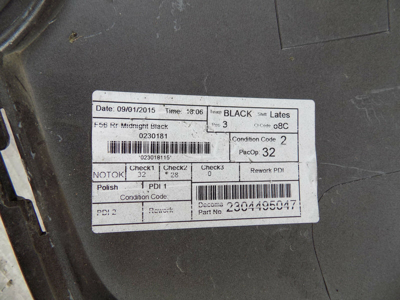 BMW MINI COOPER ONE F56 2014 2015 2016 BLACK REAR BUMPER GENUINE 7300837 (A5450)