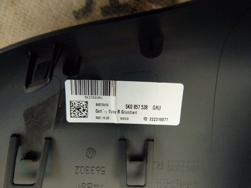 VW GOLF MK6 2008-13 RIGHT SIDE MIRROR COVER HOUSING GENUINE 5K0857538