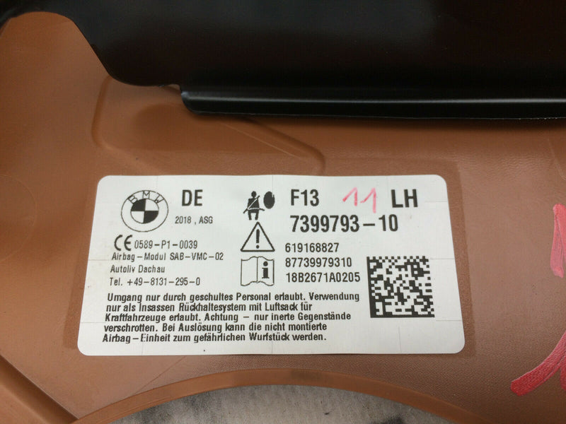 BMW 6 SERIES F13 COUPE LEFT SEAT AIR BAG SIDE AIRBAG GENUINE 87 7399793-10