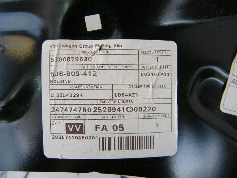 SKODA FABIA 5J 2007-14 WING INNER REAR MUDGUARD PANEL RIGHT SIDE 5J6809412