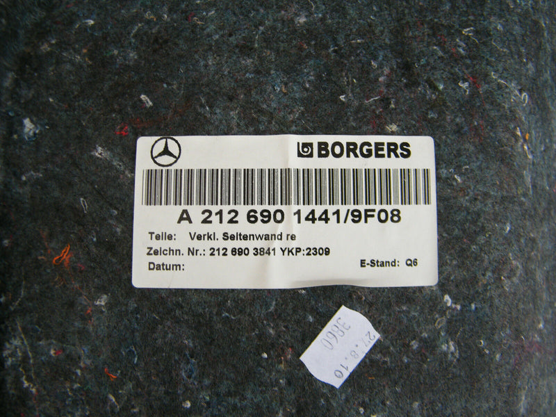 MERCEDES W212 E-CLASS 10-15 LINING COVER BOOT LID CARPET RIGHT PANEL A2126901441