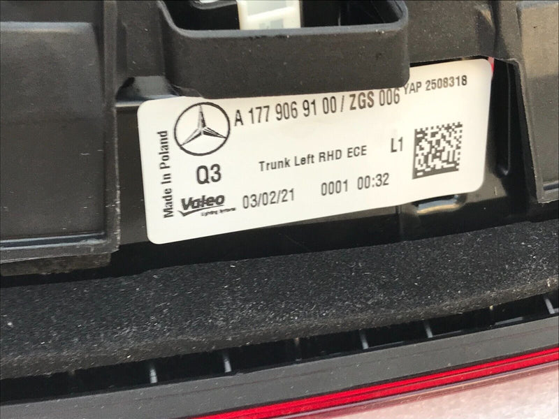 MERCEDES A W177 model SE 2018-22 LEFT SIDE 2x REAR LAMP FENDER &TRUNK TAIL LIGHT