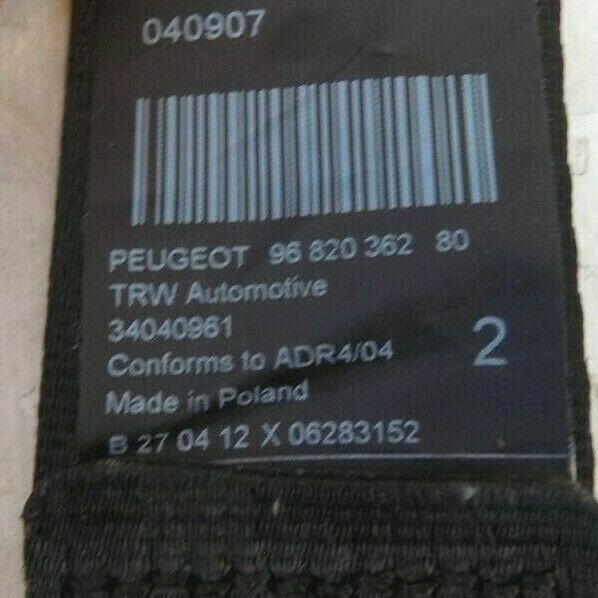 PEUGEOT 3008 2008-2016 RIGHT OR LEFT SITE REAR SEAT BELT 9682036280 *N
