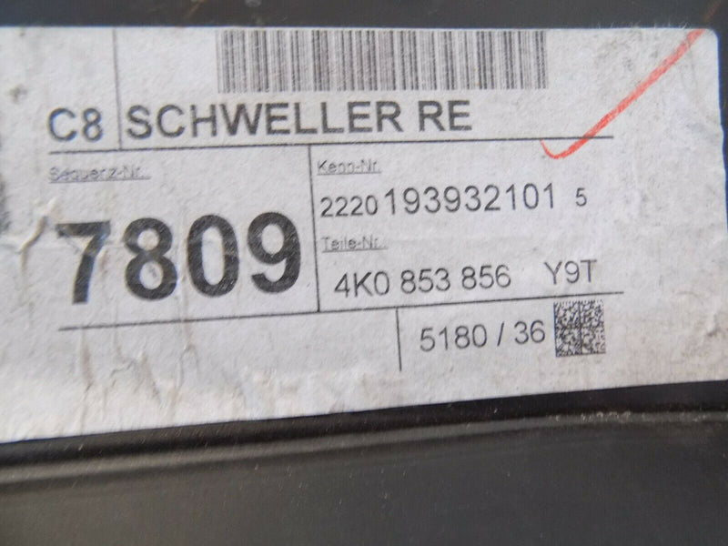 AUDI A6 C8 4K 2018-ON RIGHT SIDE SKIRT SILL COVER BLACK 4K0853856