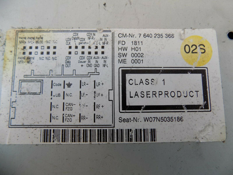 SEAT ALHAMBRA 2010-2015 AUDIO CD RADIO SAT SYSTEM 7N5035186