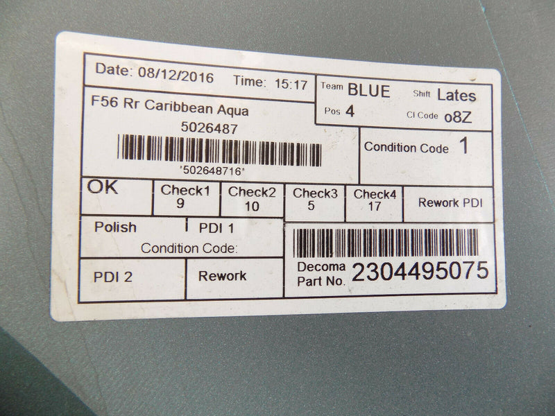 MINI COOPER HATCH F56 2014-2016 BRIGHT BLUE REAR BUMPER GENUINE 7300837