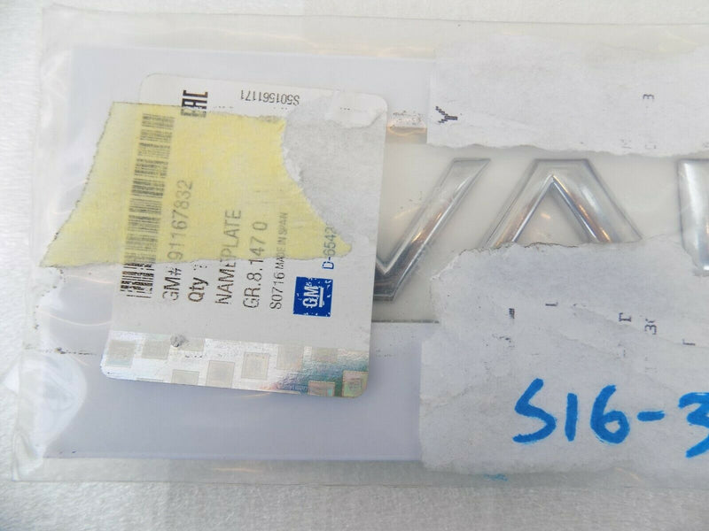 VAUXHALL VIVARO 2001-2014 NAMEPLATE REAR DOOR NAME PLATE 91167832 /S16-36