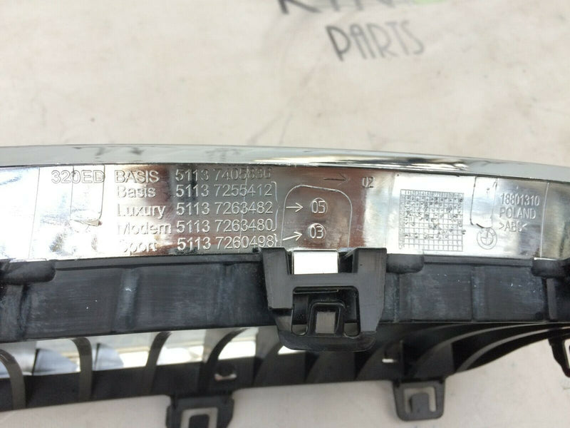 BMW F30 F31 RIGHT SIDE FRONT BUMPER UPPER GRILL KIDNEY RADIATOR 7263482 HYBRID