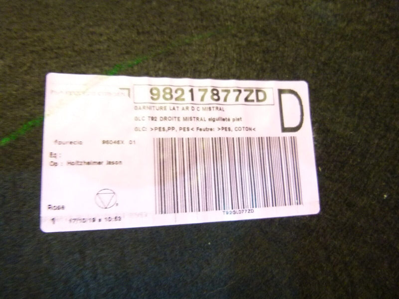 PEUGEOT 308 SW ESTATE 2017-21 LEFT SIDE TRUNK BOOT COVER PANEL 98217877ZD