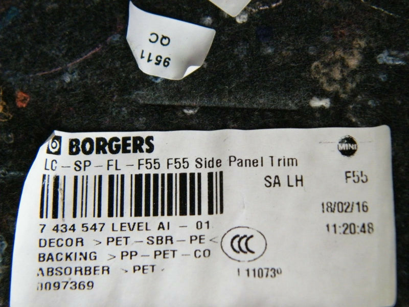 MINI ONE/ S/ COOPER F55 2014-ON TRUNK LEFT SIDE SLIDE QUARTER PANEL TRIM 7434547