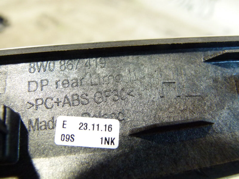 AUDI A4 S4 8W B9 2016-ON REAR LEFT INNER DOOR MOULDING TRIM 8W0867419