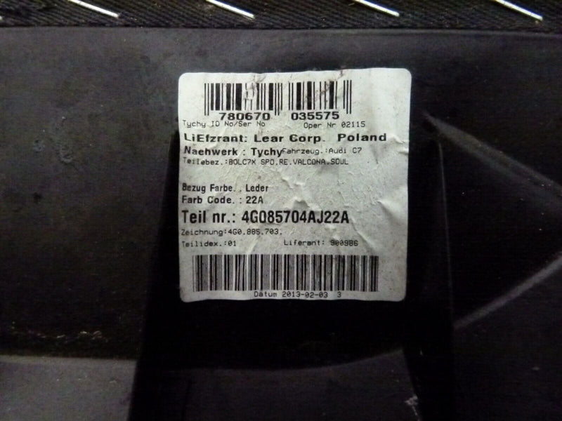 AUDI A6 4G C7 2011-14 REAR RIGHT SEAT LEATHER TRIM GENUINE 4G085704A