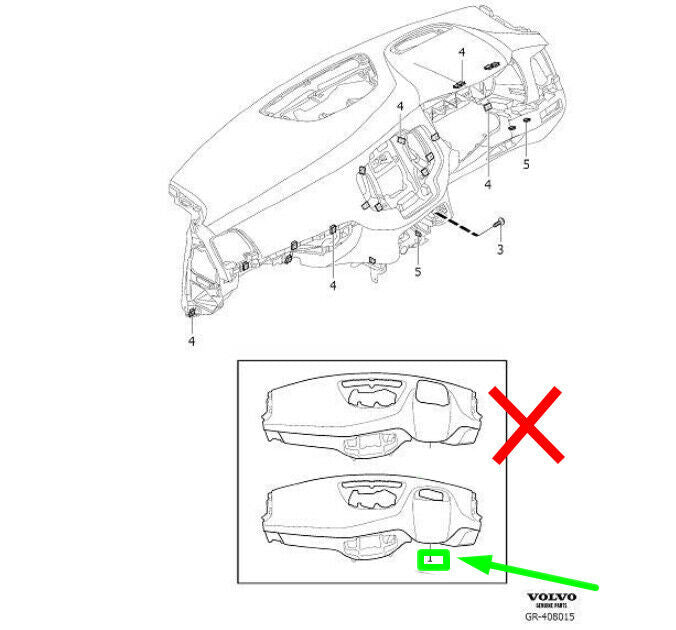 VOLVO XC90 8T 2015-ON GENUINE LEATHER DASHBOARD BLACK THREAD 31363718
