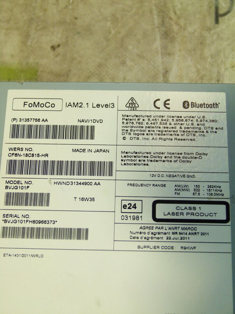 RANGE ROVER SPORT 13-17 RADIO MEDIA AUDIO HEAD UNIT MODULE CF6N18C815HR