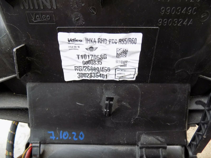 MINI CLUBMAN / COOPER 2011 1.6 D HEATER MATRIX / AIR CON BLOWER T1017058G