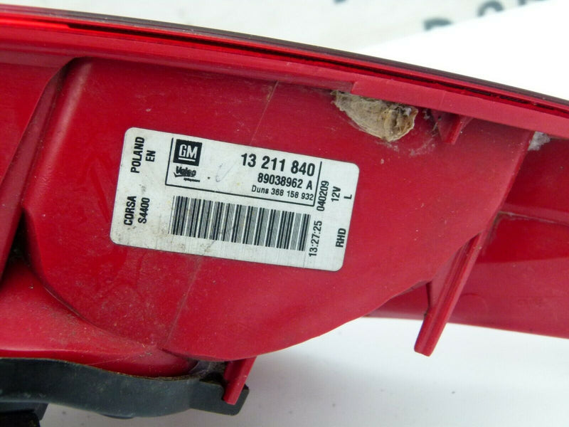 VAUXHALL CORSA D OPC 2006-14 3 DOOR LEFT SIDE REAR TAIL LIGHT LAMP 13211840