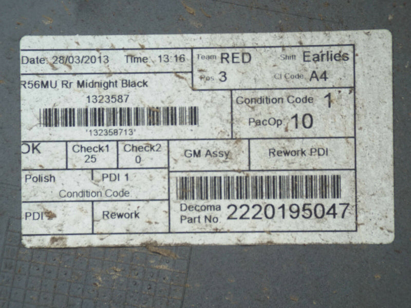 BMW MINI One Cooper R56 MU  Rear Bumper Genuine Black (9164)