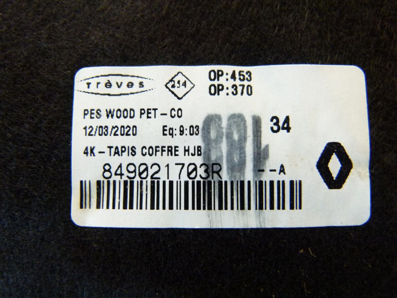 RENAULT CAPTUR 2020-ON BOOT TRUNK FLOOR CARPET LINER  849021703R