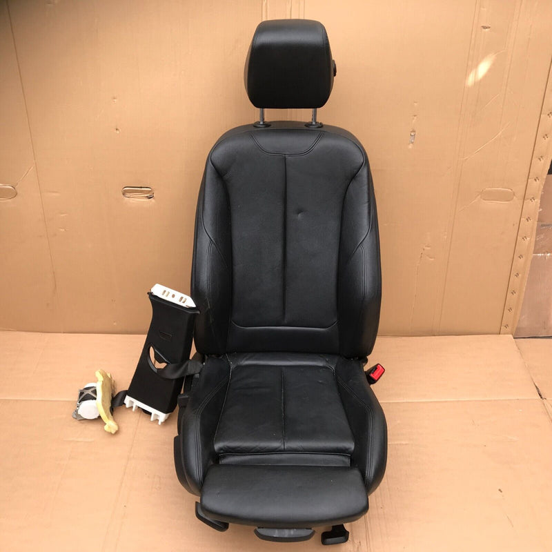 BMW F30 F31 SALOON ESTATE GENUINE FRONT SEAT BLACK LEATHER RIGHT SIDE & SEATBELT