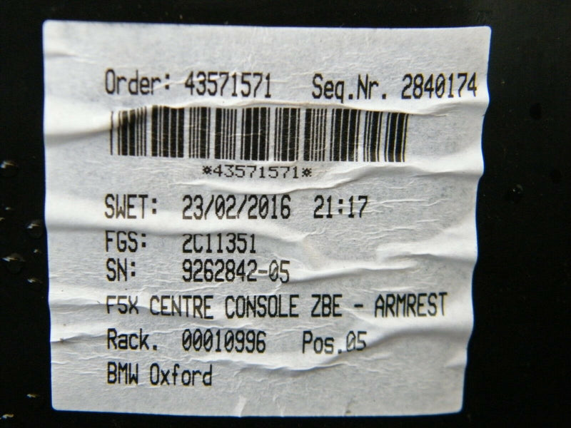 MINI ONE/ S/ COOPER F55/56/57 2014-ON RHD CENTRE CONSOLE FRAME ARMREST VERSION