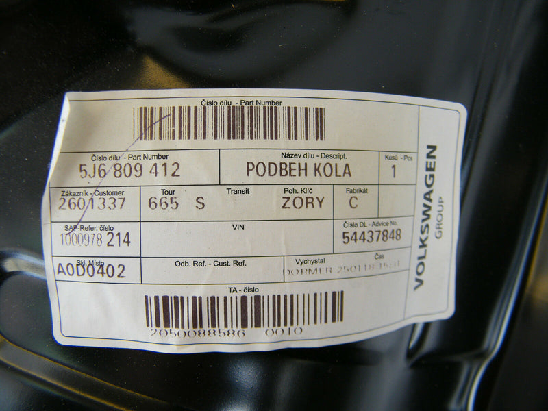 SKODA FABIA 5J 2007-14 WING INNER REAR MUDGUARD PANEL RIGHT SIDE 5J6809412